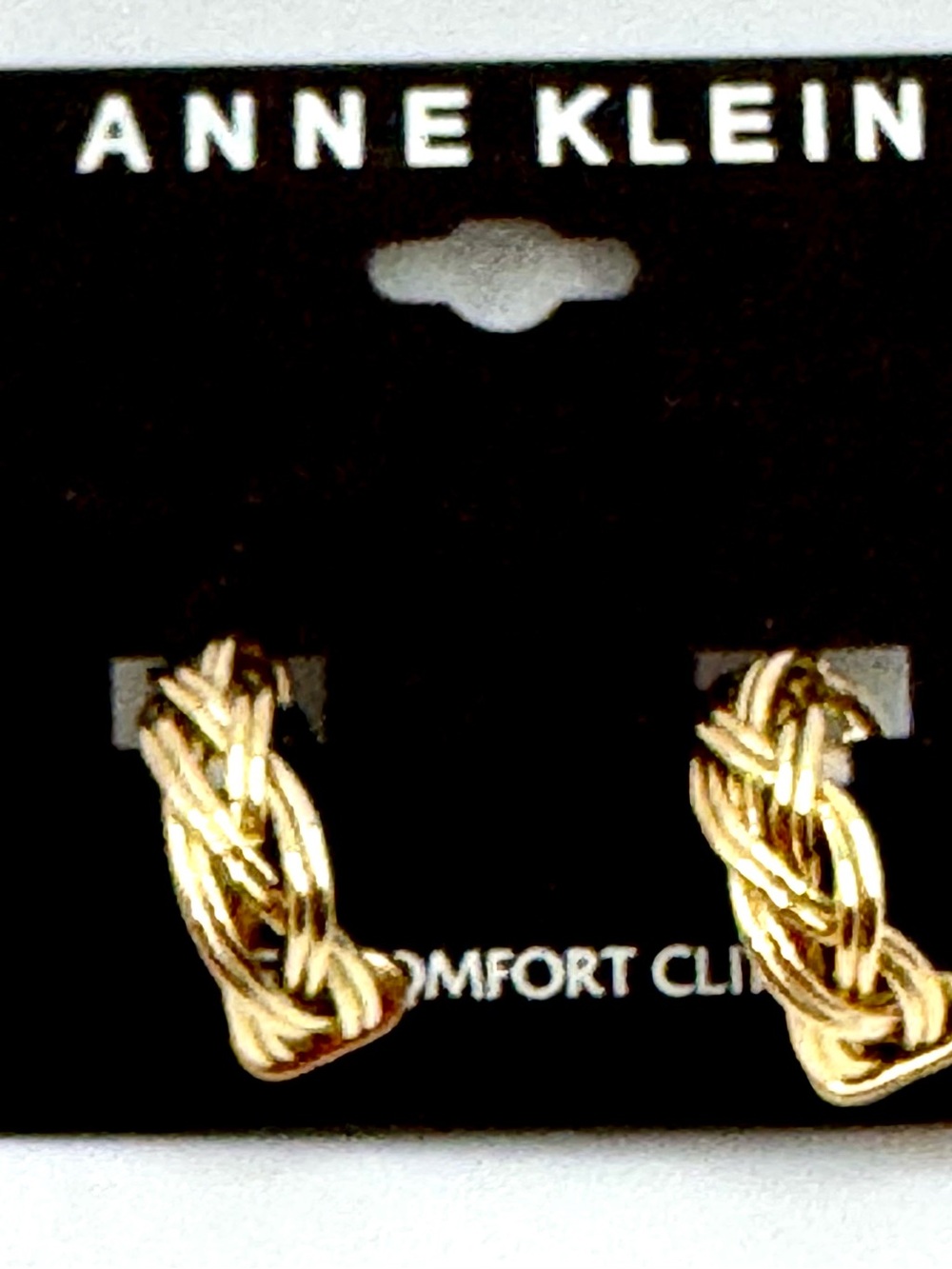 Anne Klein Clip On Gold Tone Basket Weave E-Z Comfort Earrings